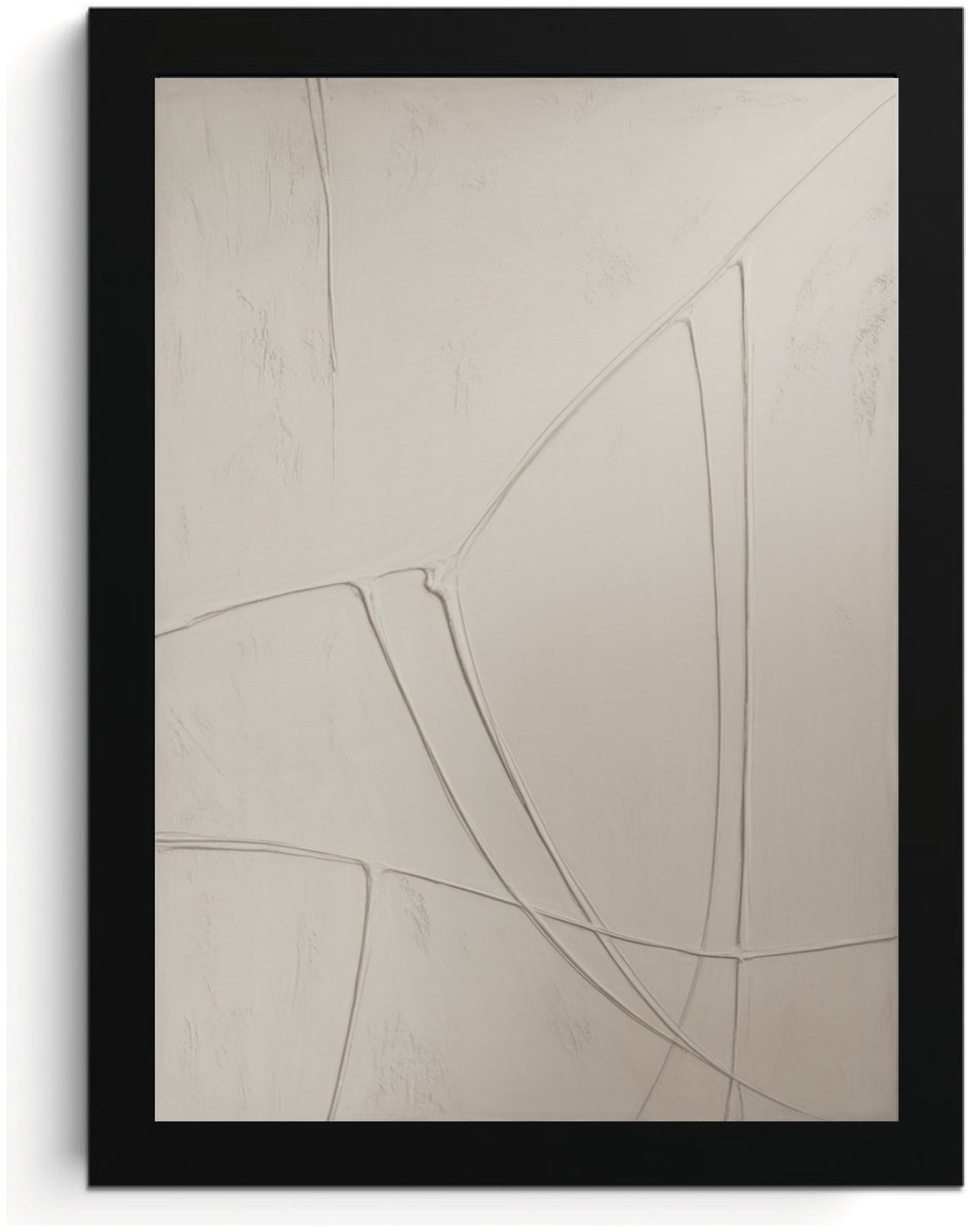 Abstracte Lijnen Fotolijst A4, Minimalistische Muurkunst, Beige Achtergrond, Moderne Kunst Afdruk, Hoge Resolutie, MDF Frame Wall Art