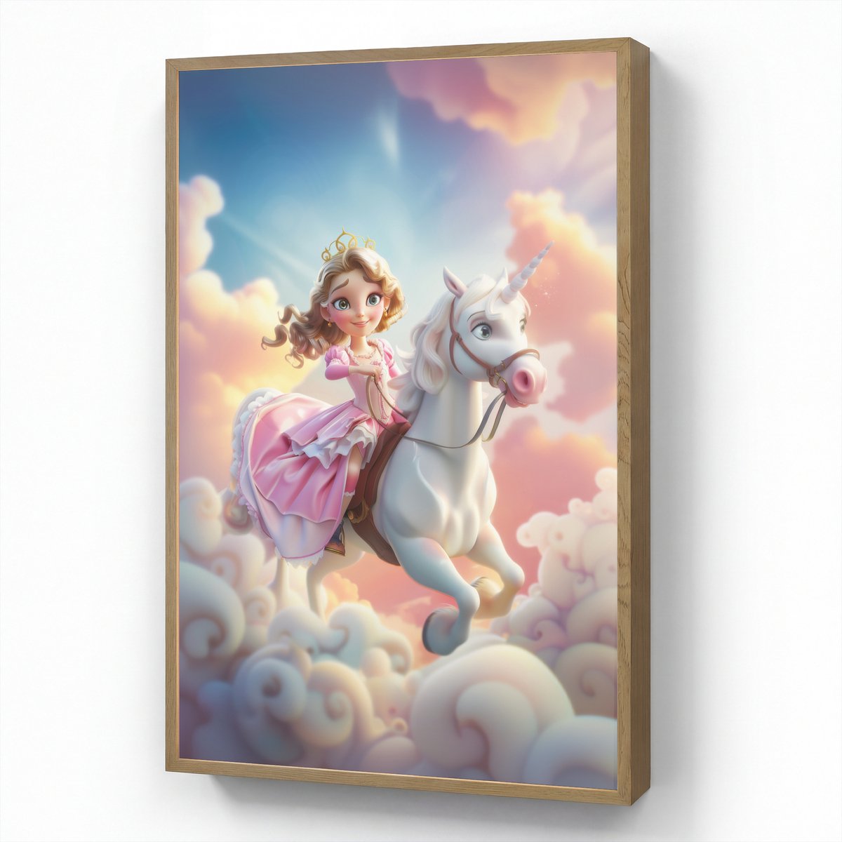 Nachtlampje 60x90 cm - Kinder lamp - Prinses - Eenhoorn - Meisje - Wolken - Tafellamp kind