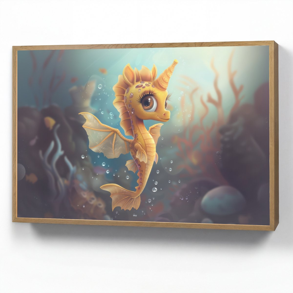 Nachtlampje 90x60 cm - Kinder lamp - Zeepaardje - Onderwater - Zeedieren - Oceaan - Tafell