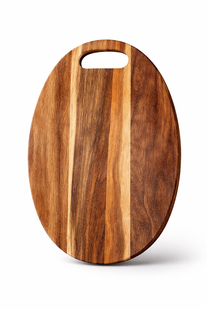 Houten Snijplank voor Keuken en Serveren – Ovaal - Snijplank Acaciahout met Handvat – 30 x 20 x 1,5 cm – Duurzaam en Stevig Acacia Hout