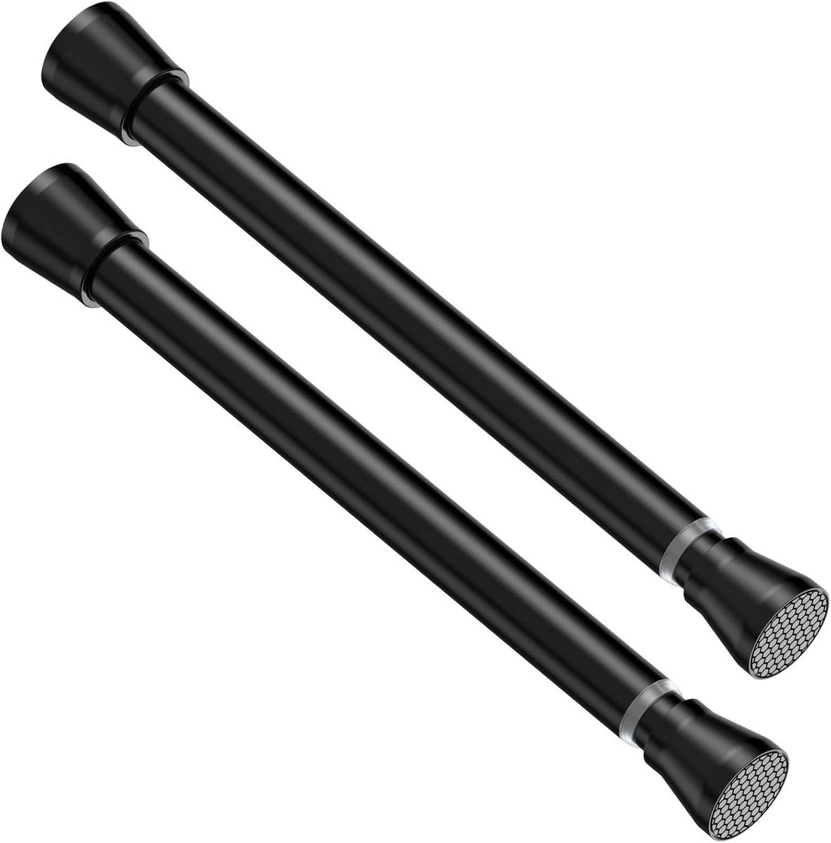 Tension Rod Set - Veer Gordijnroede - Raamdecoratie - Verstelbaar - 45-75cm - Zwart