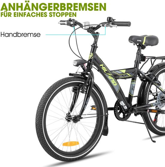 Aafinity Mountainbike - Fiets - BMX - Fiets 24 inch / 51 cm - Zwart met lichtgroen - Makkelijk in elkaar te zetten - Handrem - 6 versnellingen van aafinity — afbeelding 2