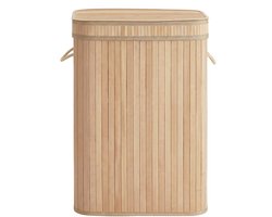 SONGMICS - Wasmand - Wasmand met Deksel - Bamboe - Uitneembare en Wasbare Waszak