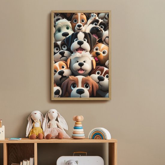 Nachtlampje 40x60 cm - Kinder lamp - Hond - Dieren - Patronen - Bruin - Meisjes - Jongens - Tafellamp kinderkamer draadloos - Slaapkamer lampje - Bedlamp kinderen - Kinderlampje - Wandlamp babykamer - Nachtlampjes van Merkloos — afbeelding 3