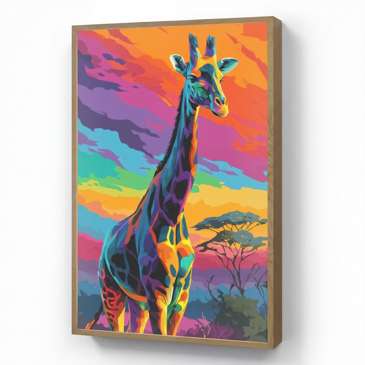 Wandlamp 70x100 cm - Oplaadbaar - Giraffe - Savanna - Lucht - Gekleurd - Wandlampen binnen