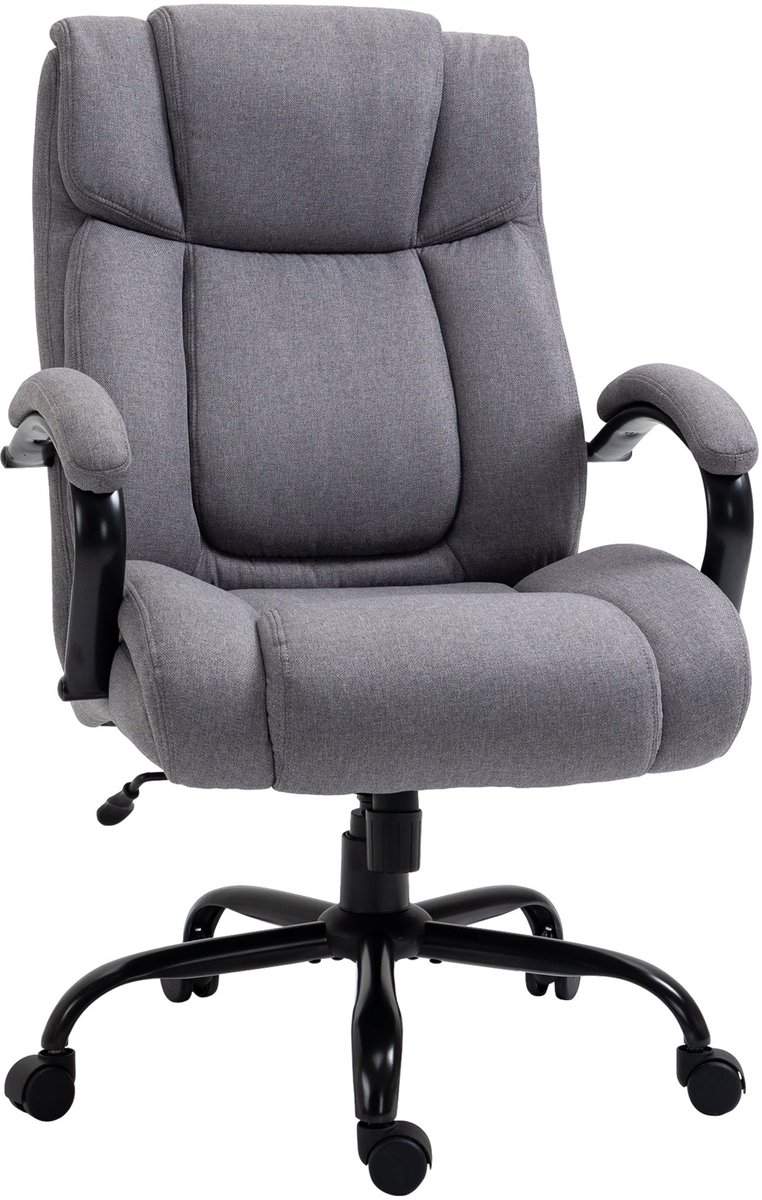 Merax Bureaustoel Ergonomisch Extra Breed - Kantoorstoel met Wipfunctie en Dikke Bekleding - Gamingstoel Verstelbaar tot 220 kg - Lichtgrijs