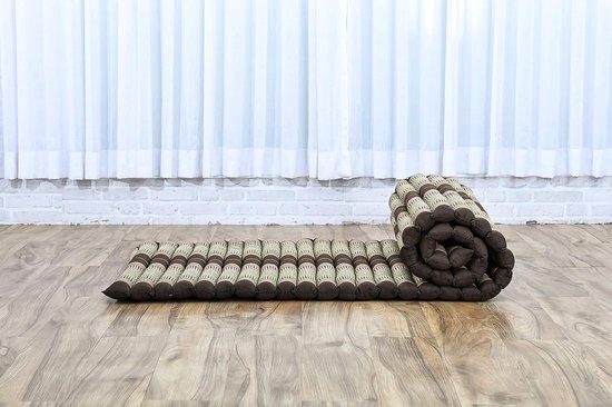 Opvouwbaar Matras - Japanse Futon Vloerbed - Ontspanning Yoga Massage - Handgeweven Kapok Vulling - 190x70 cm - Bruin — afbeelding 5