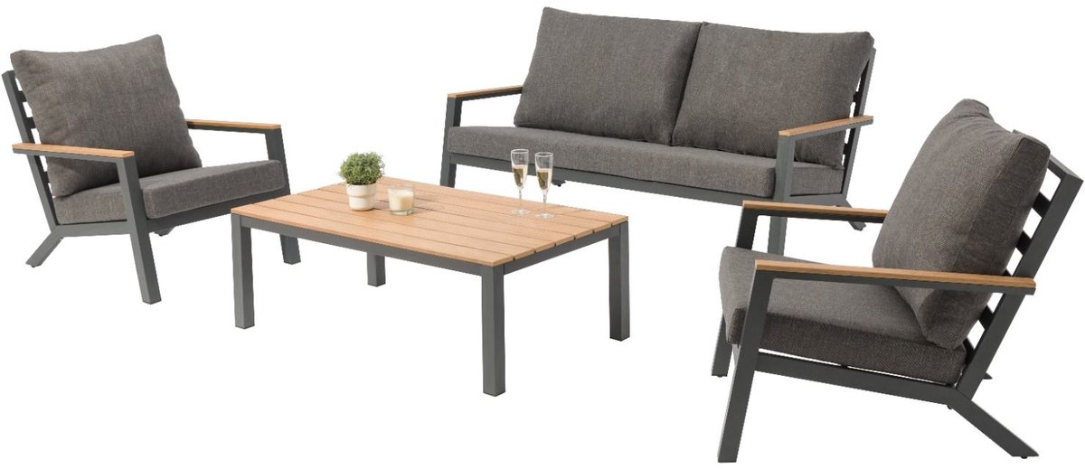 Lesli Living Salon lounge Donnan - aluminium - gris