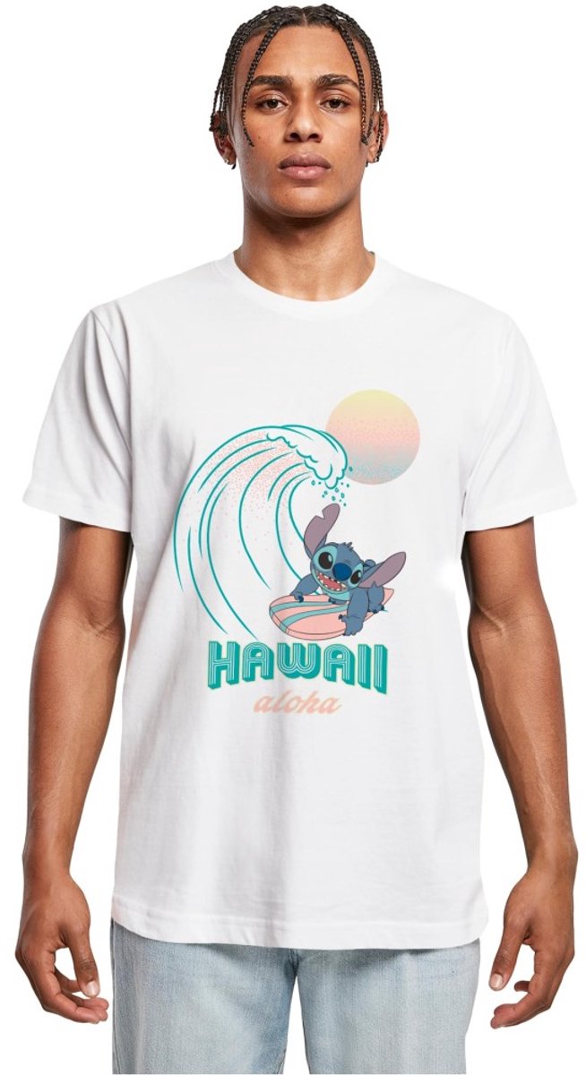 Merchcode Disney Lilo & Stitch - Aloha Hawai Heren Tshirt - S - Wit