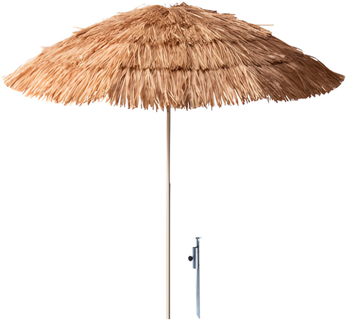 Pro Beach Strand Parasol Hawaii - D170 cm - lichtbruin - kantelbaar - incl grondpen / haringlbaar