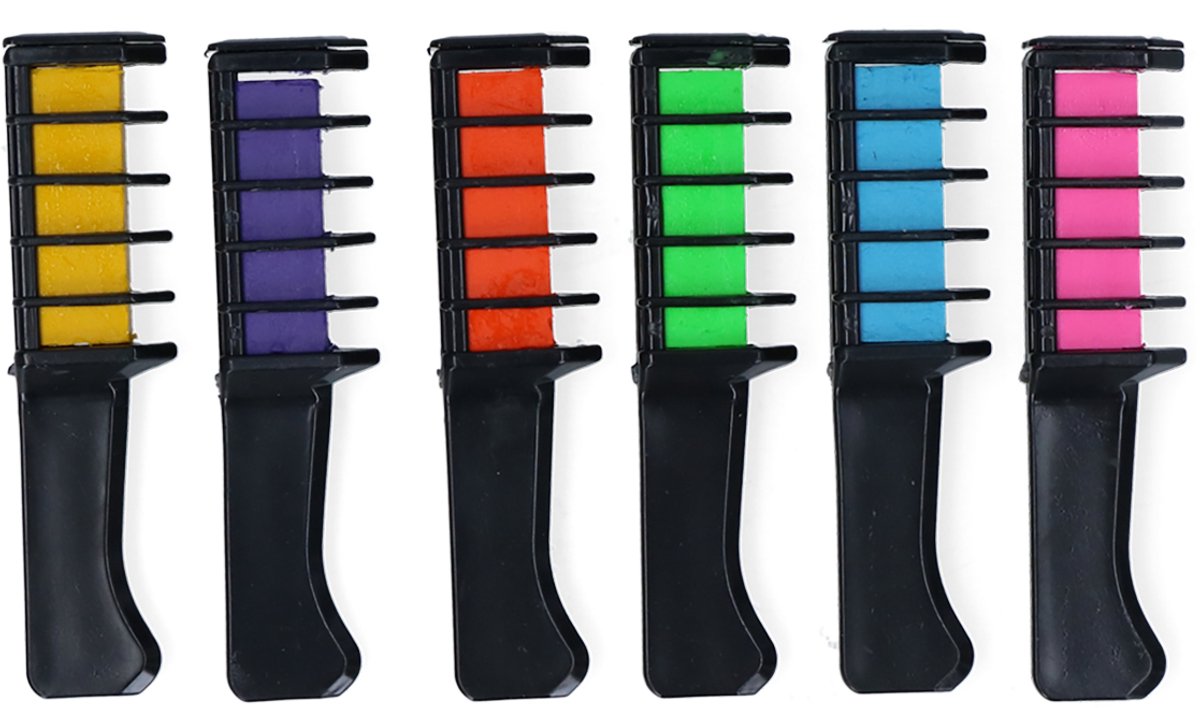 Paarden haarkleuren haarkrijt – Paardenkrijt manen - Staart en Manen - Hair Chalk – Regenboog Kleurtjes – Inclusief Kam - 6 Kleuren