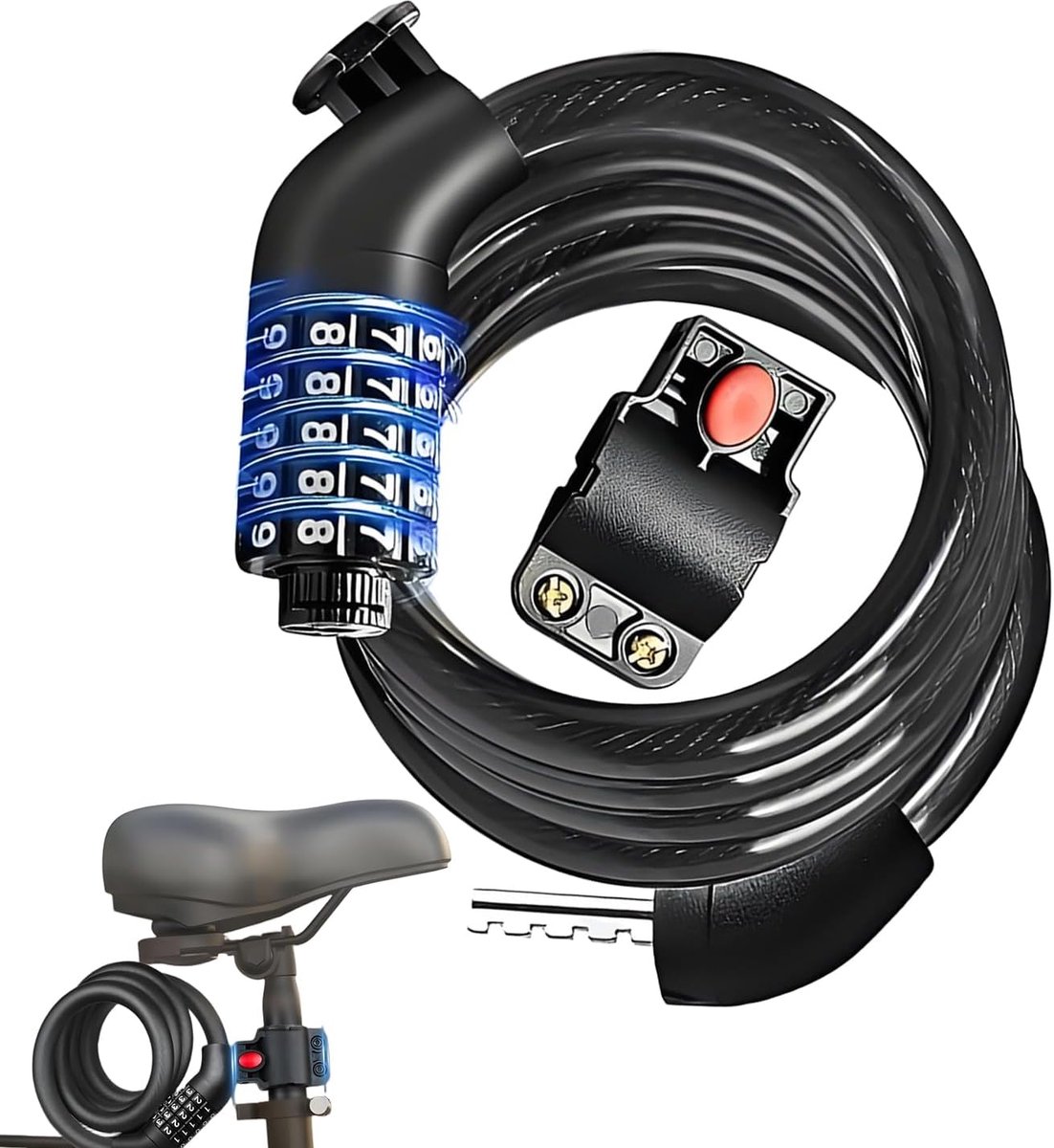 Fiets Kabel Slot - Scooter Slot - Diefstal Beveiligen - 5-Cijferige Combinatie - 15.2 cm - Zwart