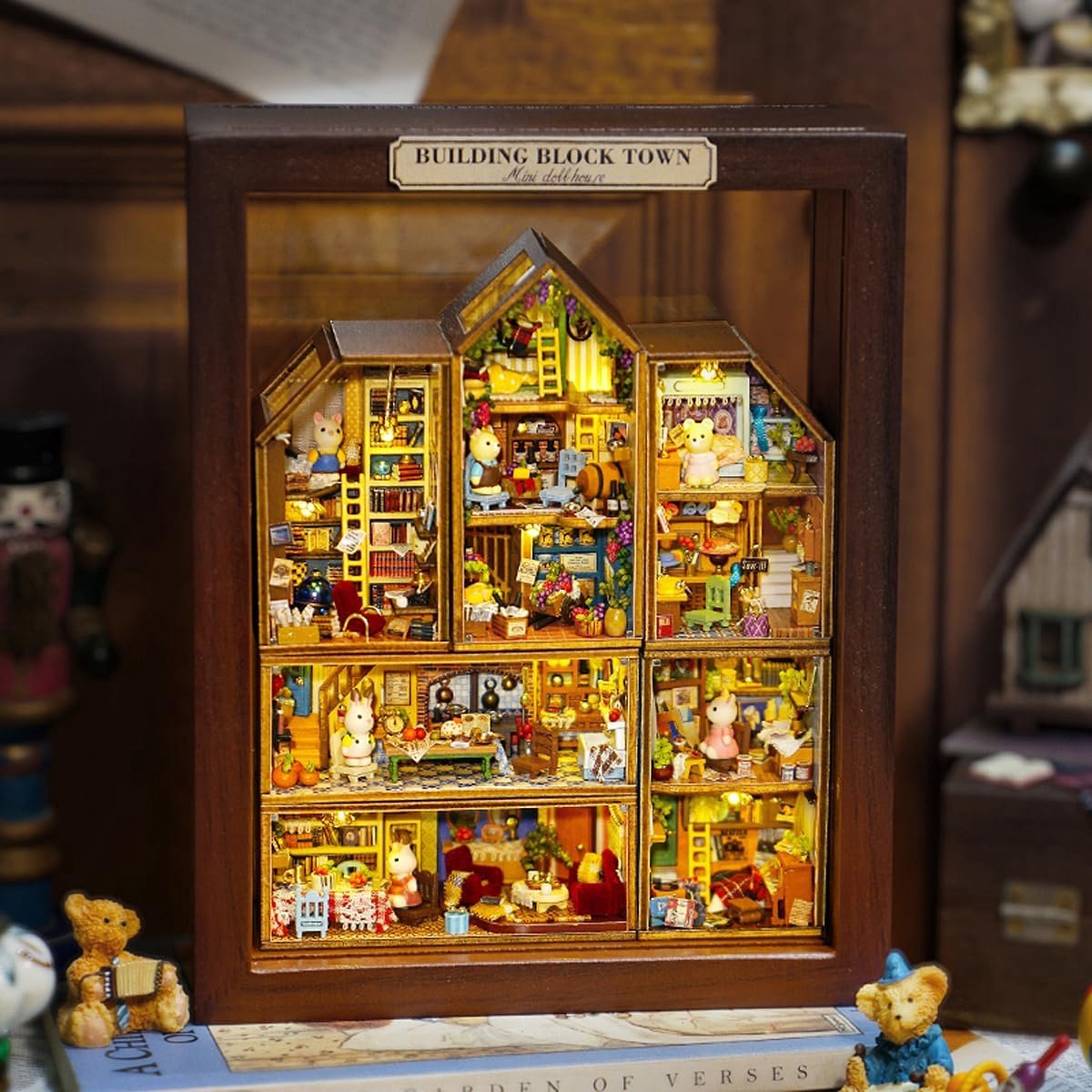 Miniatuur Huis Bouwset - Poppenhuis Knutselen - Creatieve Hobby - Gedetailleerde Miniatuur - 14.7 x 6 x 18.7 cm