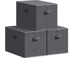 SONGMICS - Opbergbox - Opbergdoos - Deksel - Opvouwbare - Handgrepen - Set van 3 - Kledingopslag
