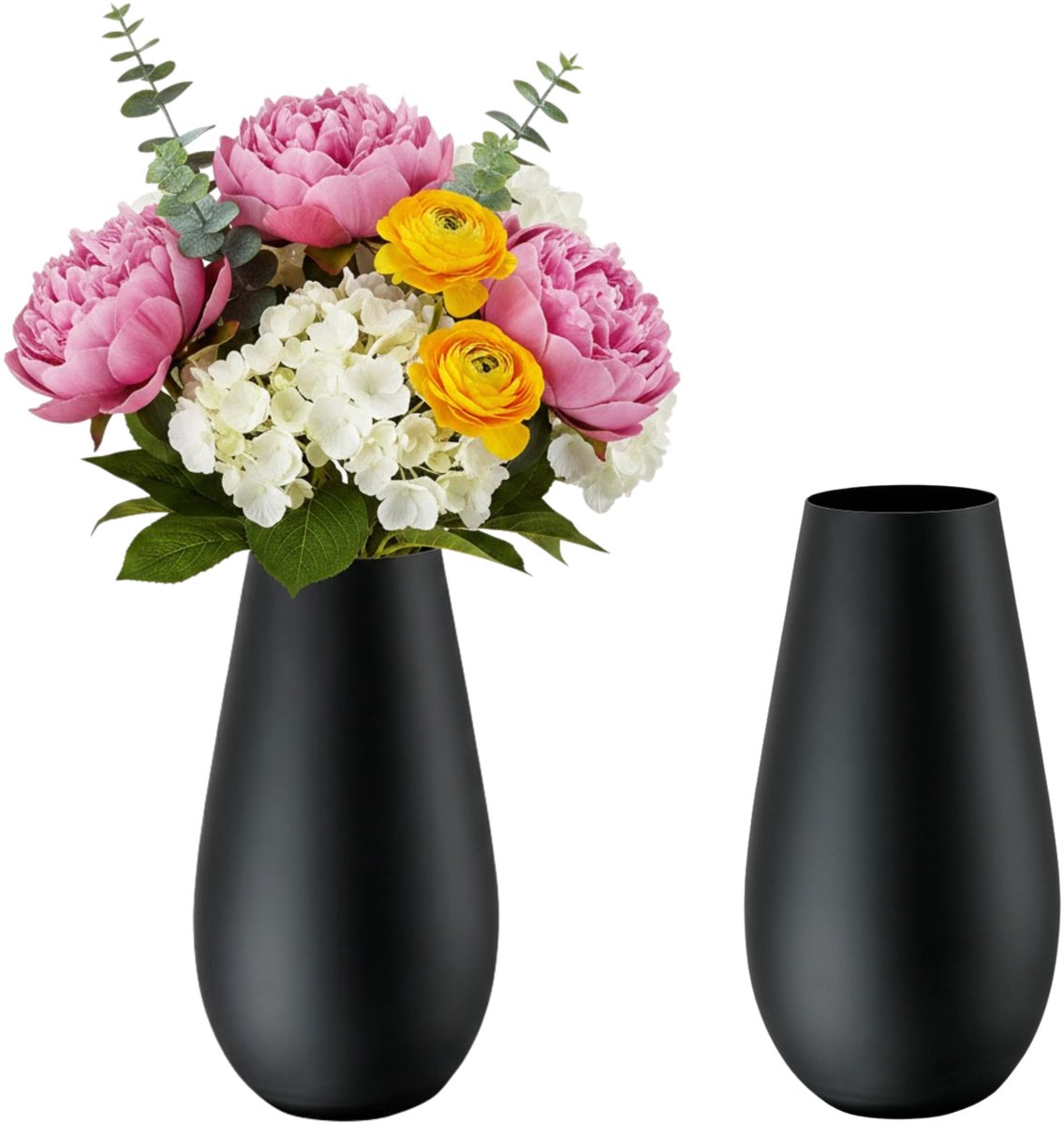Inge Glas Inge Christmas goods Bloemenvaas New York - 2x - mat zwart - glas - 24 cm
