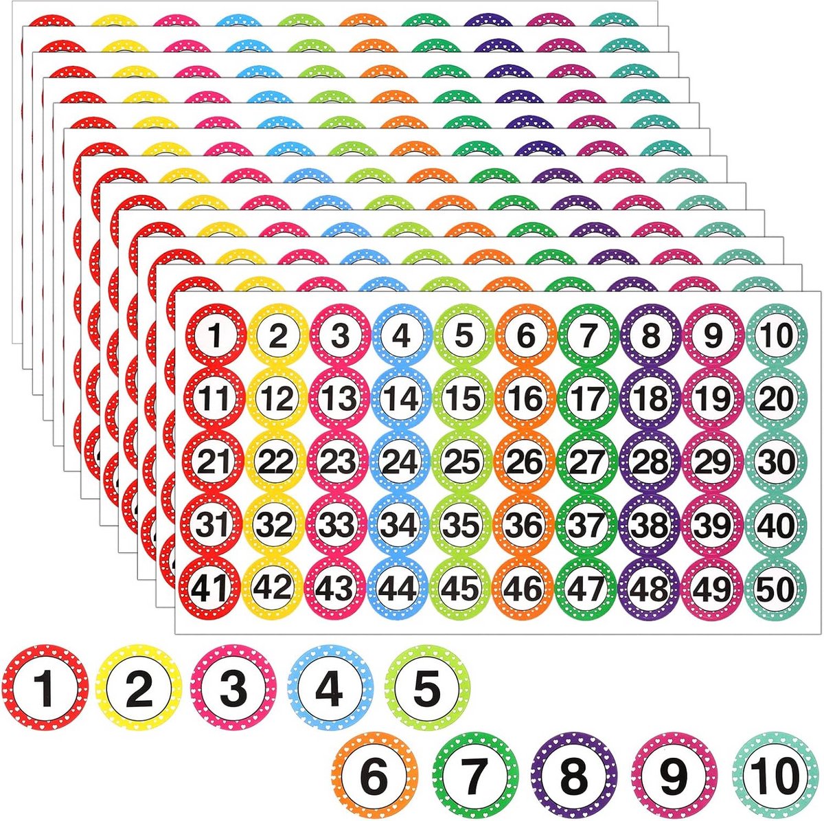 Cijferstickers 1-100 Set (600 Stuks) - Zelfklevend Vinyl voor Sortering en Nummering