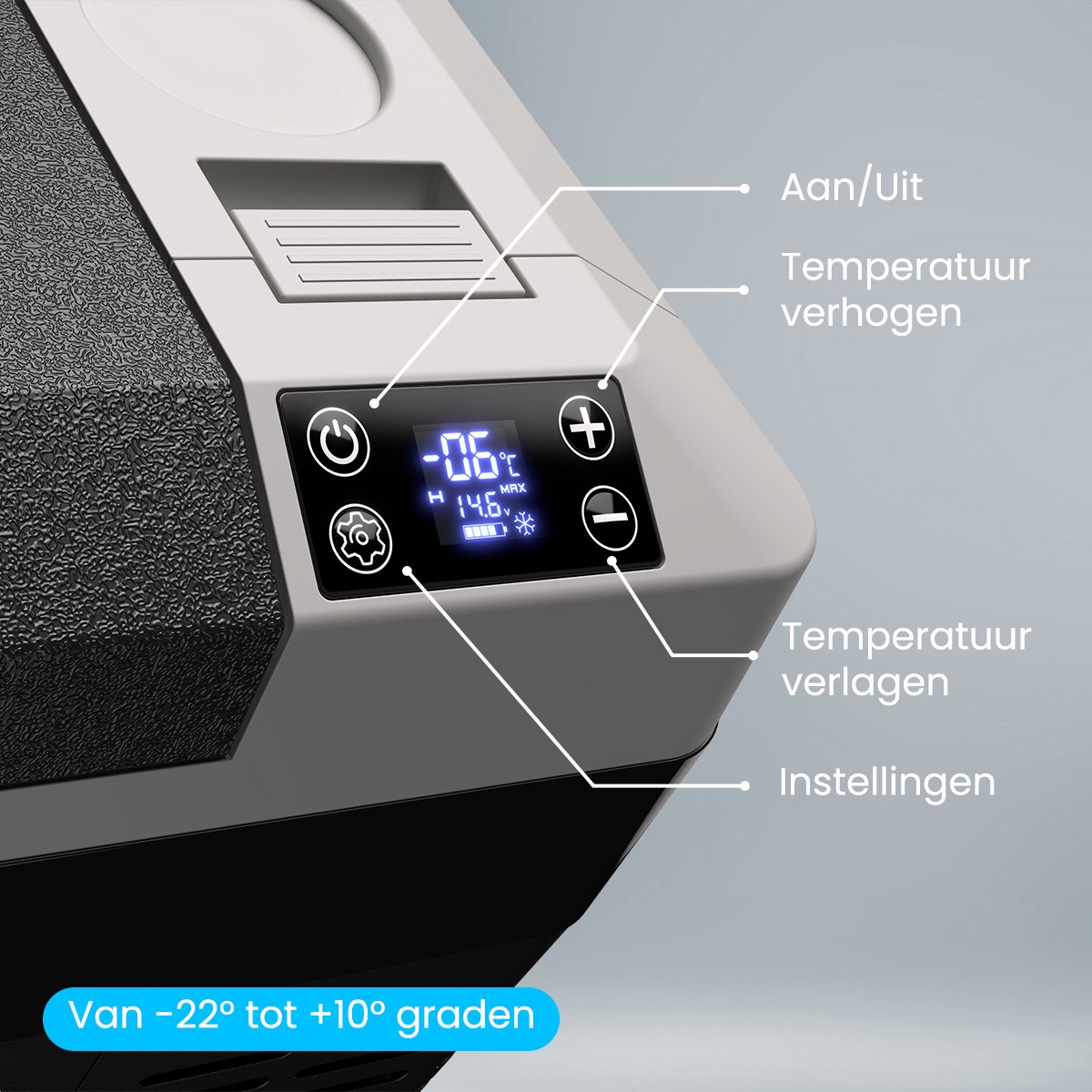 Auronic Elektrische Koelbox - Frigobox - Compressor - 12V 230 Volt - Camping Koelkast - Auto - 25L - Zwart/Grijs – foto 3