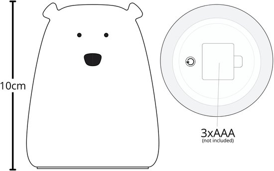 Mary's Siliconen LED-nachtlampje beer, batterijgevoede lamp voor kinderkamer, warm RGB-licht van Mary's — afbeelding 4