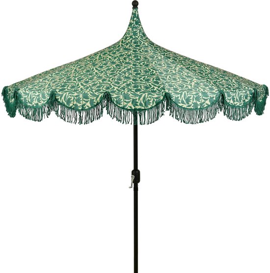 Mica Decorations Kelly Parasol met Draagtas - Stokparasol 238 x Ø235 cm - Tuin of Balkonparasol - Polyester, Staal - Donkergroen