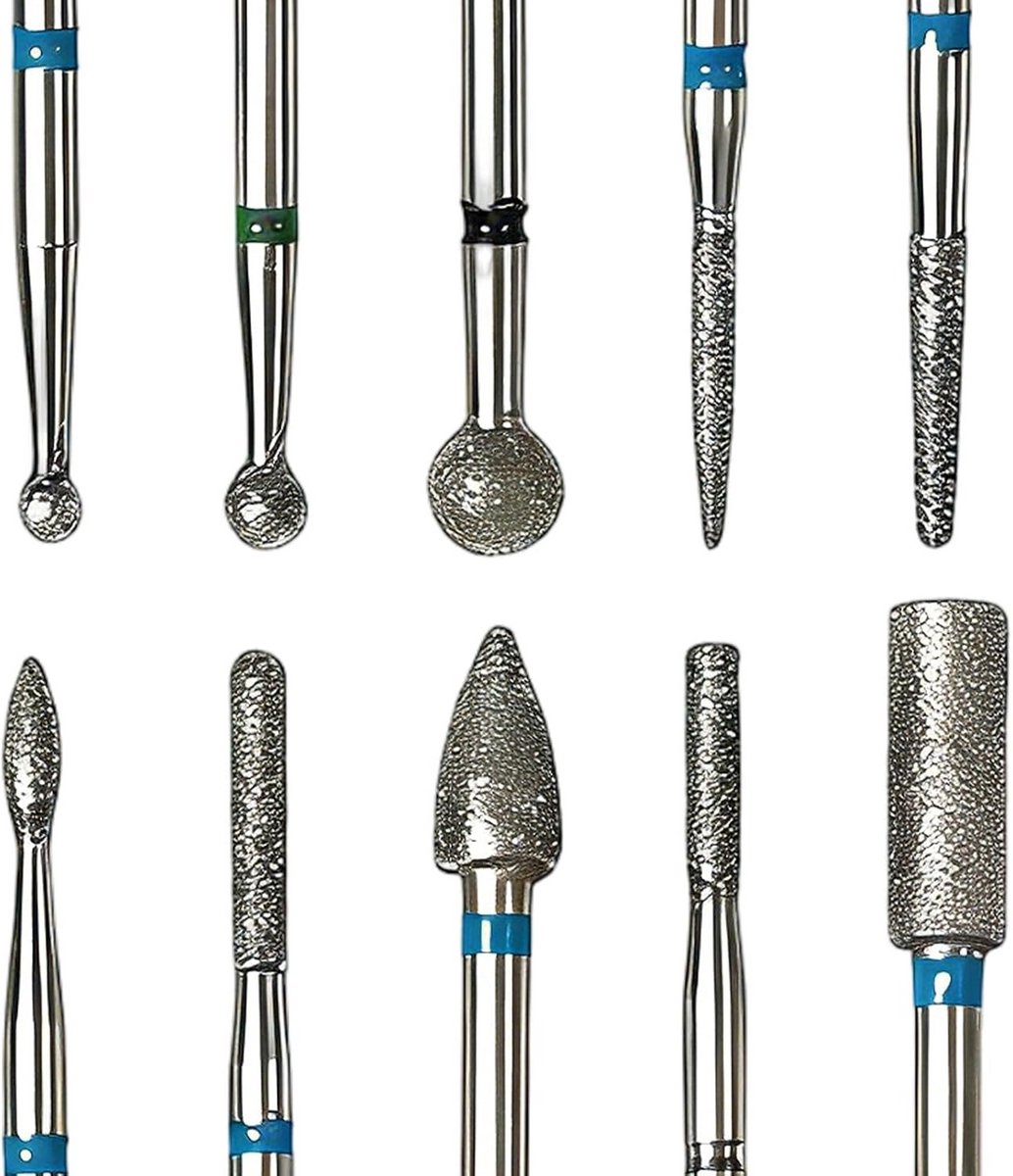 Set van 10 Nagelboor Bits: Professioneel Keramisch Opzetstuk voor Gel en Nagels Verwijderen
