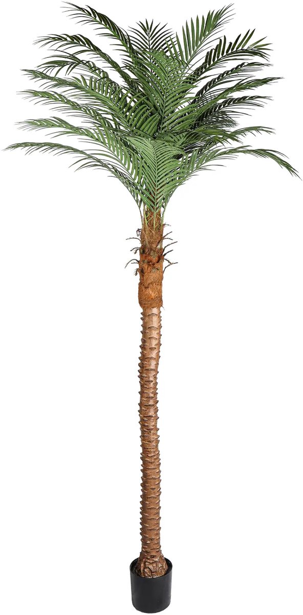 Kunstpalm Kunst palmboom Cuba 260 cm – Extra Hoge kunst Palmboom - Neppalm met Kokoshaar - tropische kunstplant Donkergroen