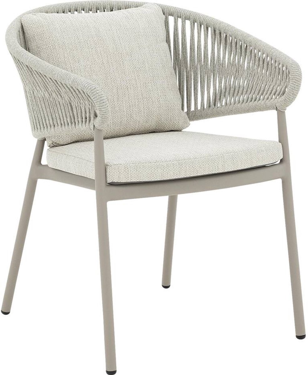 Goossens Tuinstoel Vasto - Buitenstof - beige - 65 x 88 x 63 cm - Stapelbaar