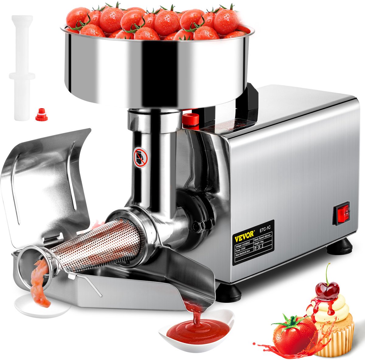 VEVOR Tomatensaus Maker Tomatenpers 49x23x34,5 Cm Elektrische Tomatenzeef 370w