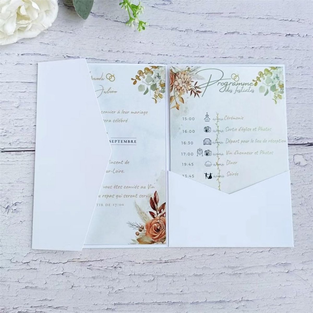 Witte Uitnodigingskaarten Set voor Bruiloft, Verloving en Feest - 25 Stuks