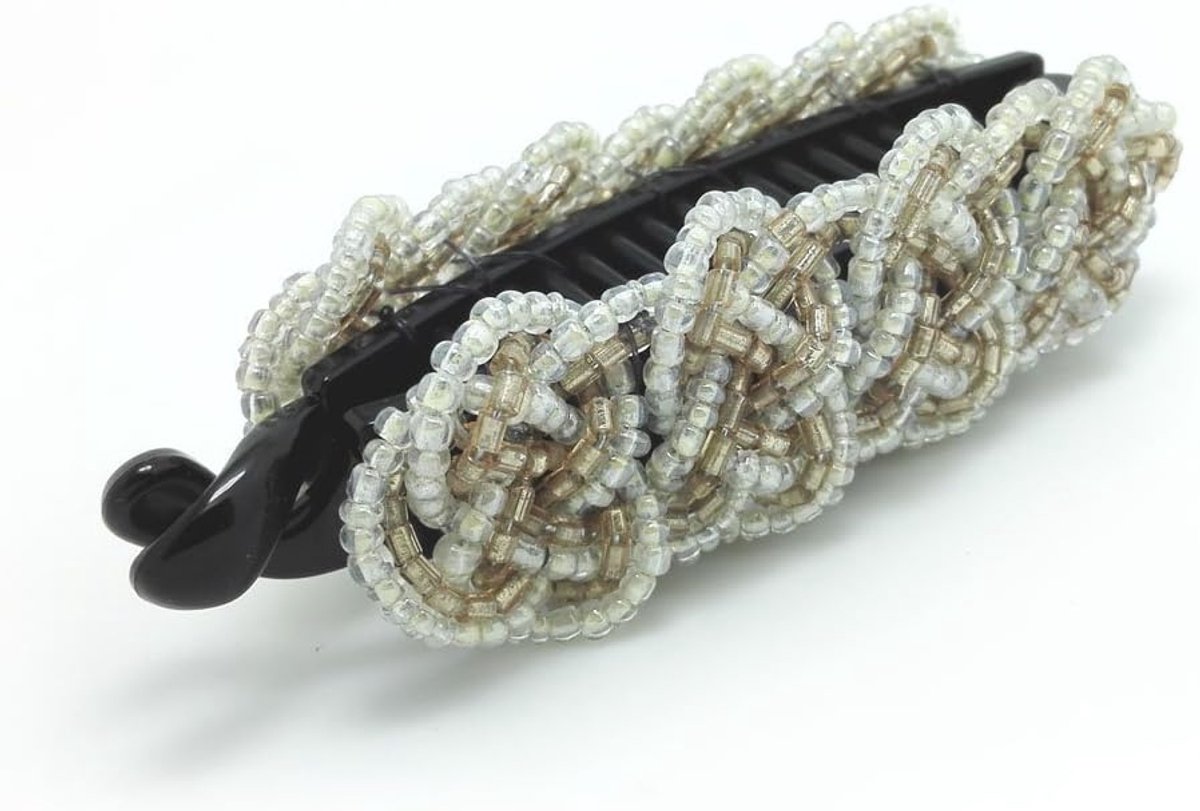 Grote Banaan Haarclip voor Dames - Elegante Paardenstaart Houder - Wit