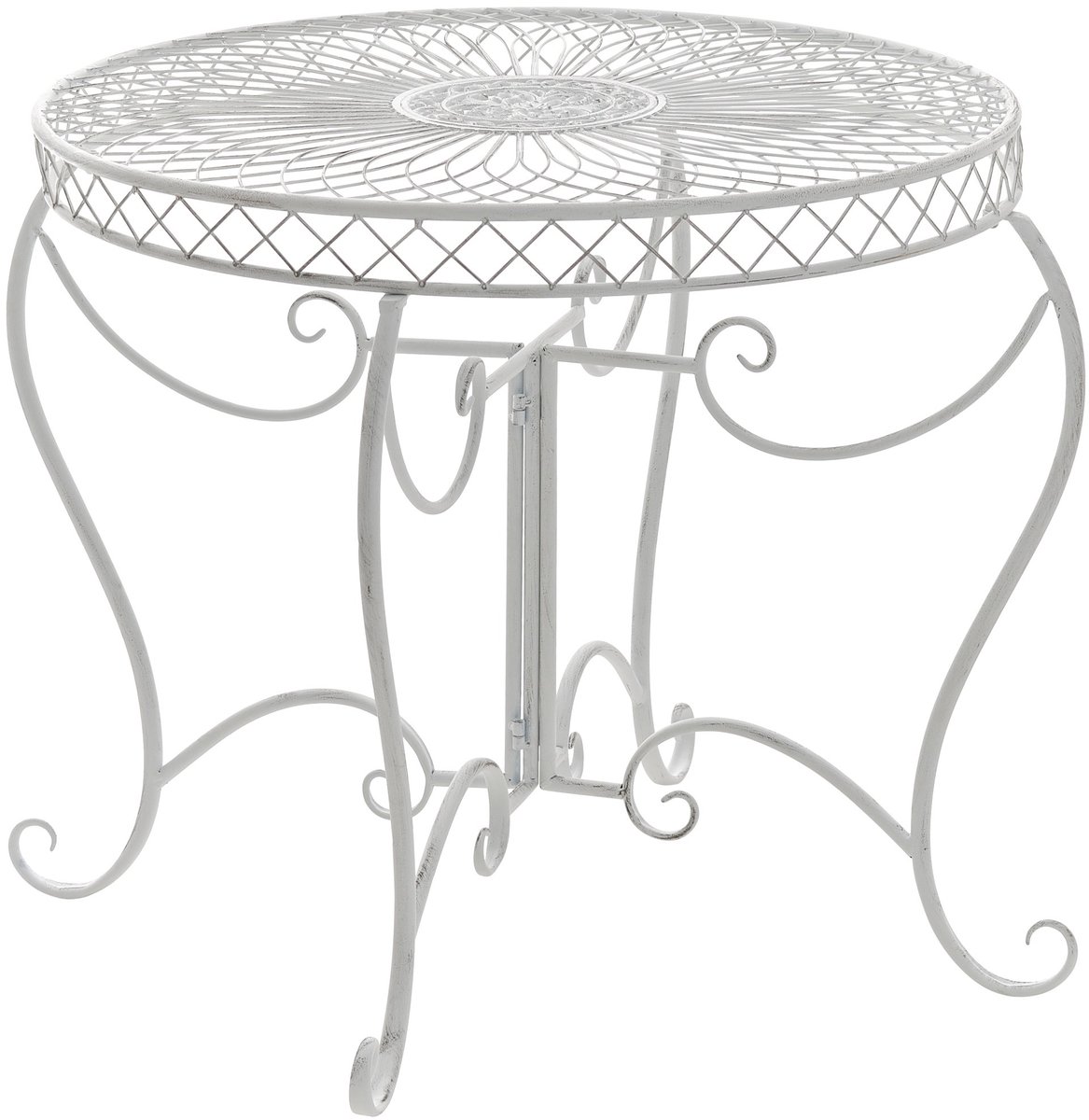 CLP Sheela - ronde tuintafel - Ø 76 cm - metaal - antiek/wit