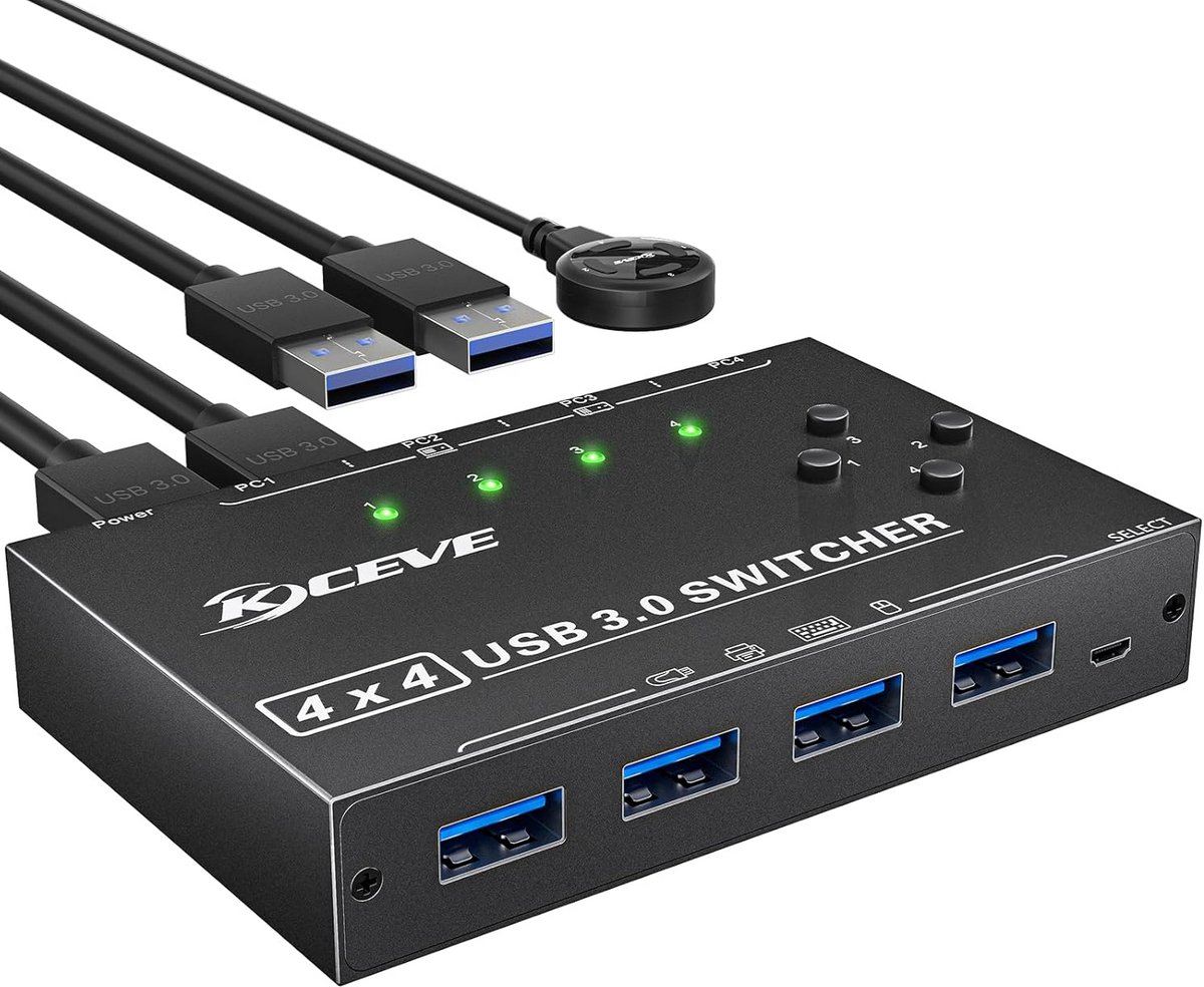 USB 3.0 Switch 4 PC Selector voor 4 Apparaten Delen