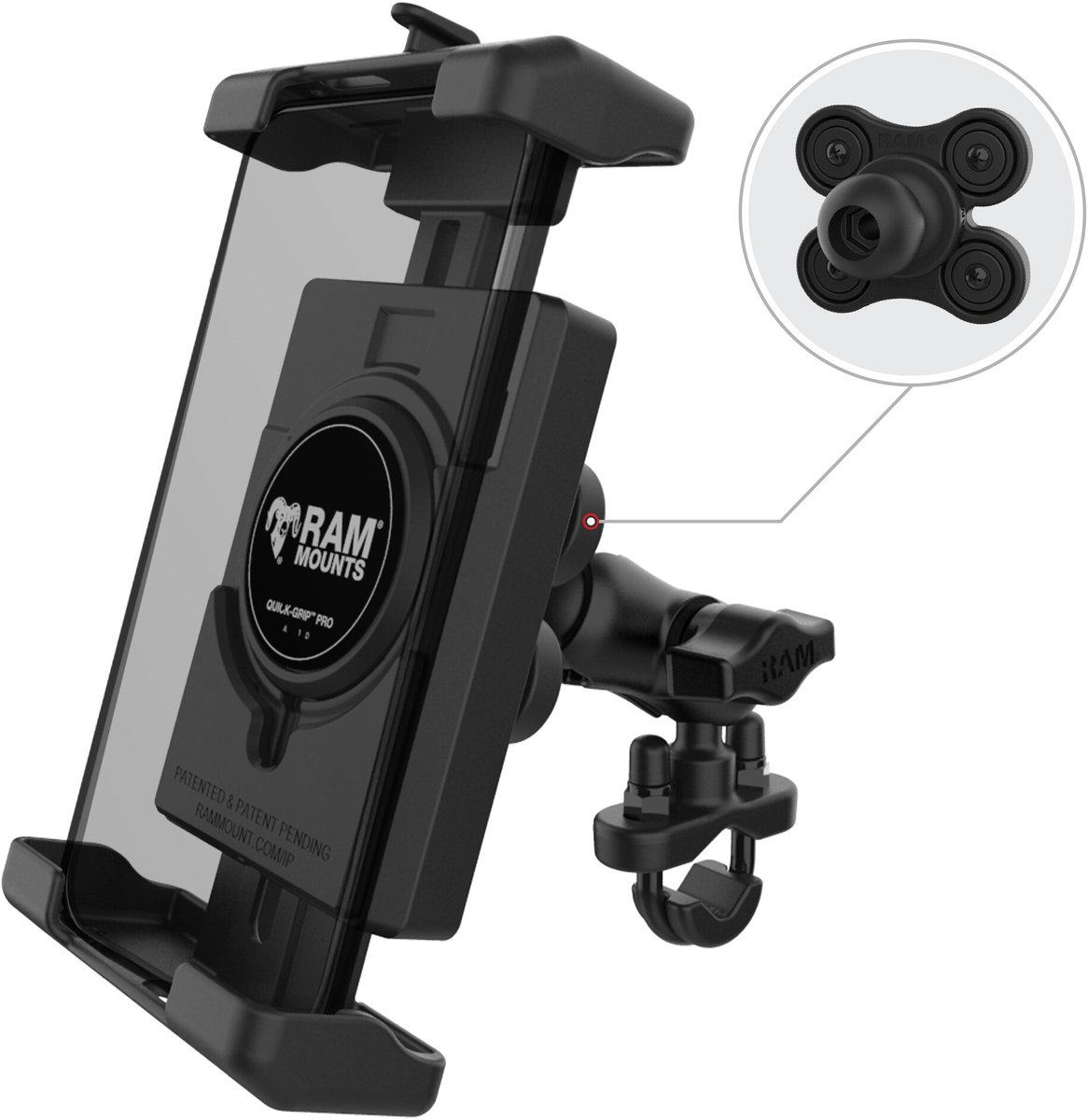 Quick-Grip™ Pro XL Trillingdempende Telefoonbevestiging met U-bout basis