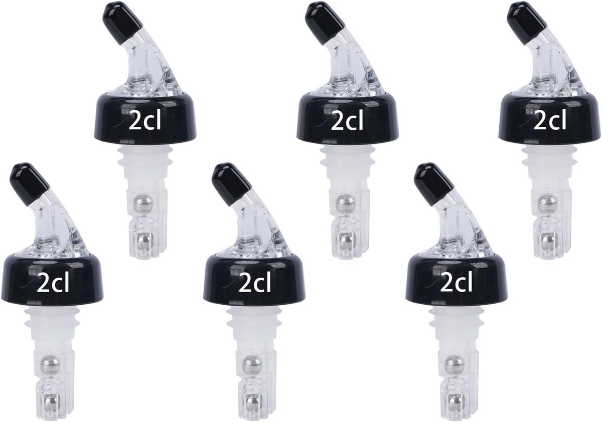 6x Doseer schenktuit met rubberen stop - 2cl Maatschenker voor Flessen