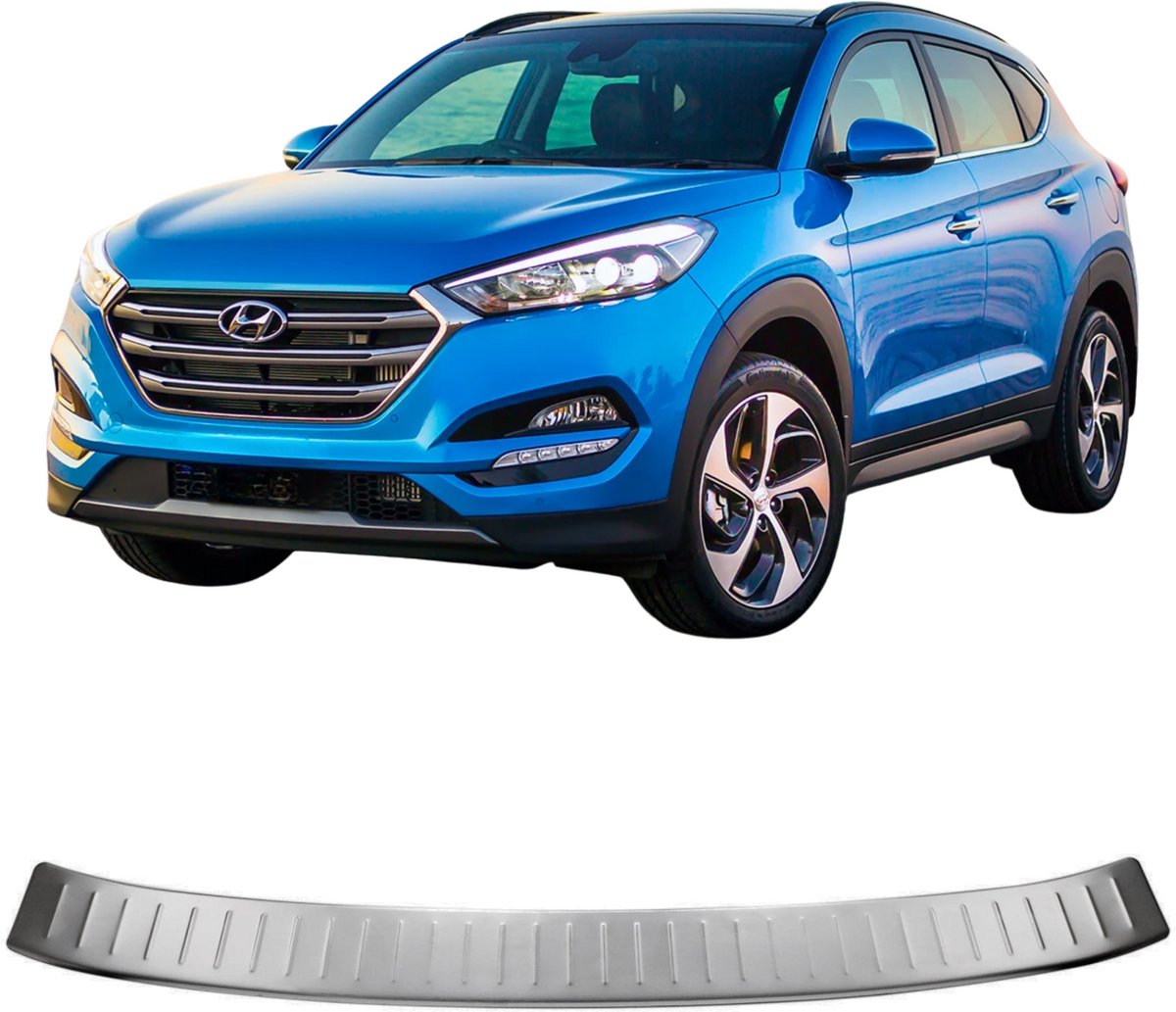 Bumperbescherming van roestvrij staal met chroomafwerking voor Hyundai Tucson van 2015 tot 2018.