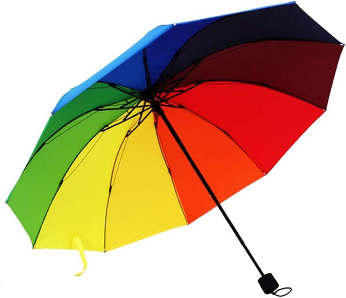 Sterke Regenboog Paraplu, Winddicht en Compact voor Reizen