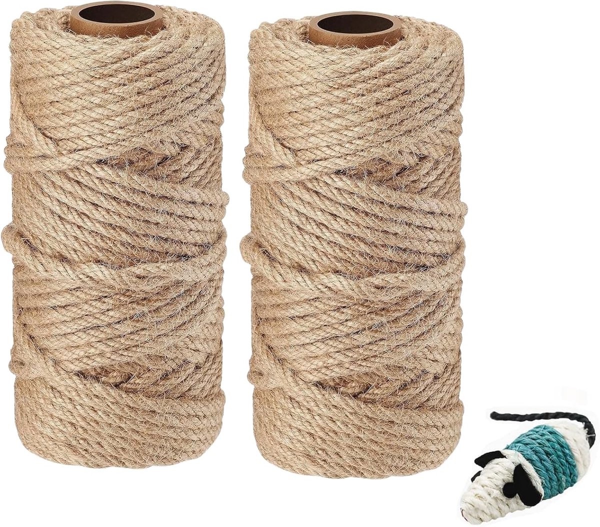 2 Sisal Touwen Set voor Krabpaal 6mm x 50m Natuurlijk Jute Touw voor Katten en Decoratie