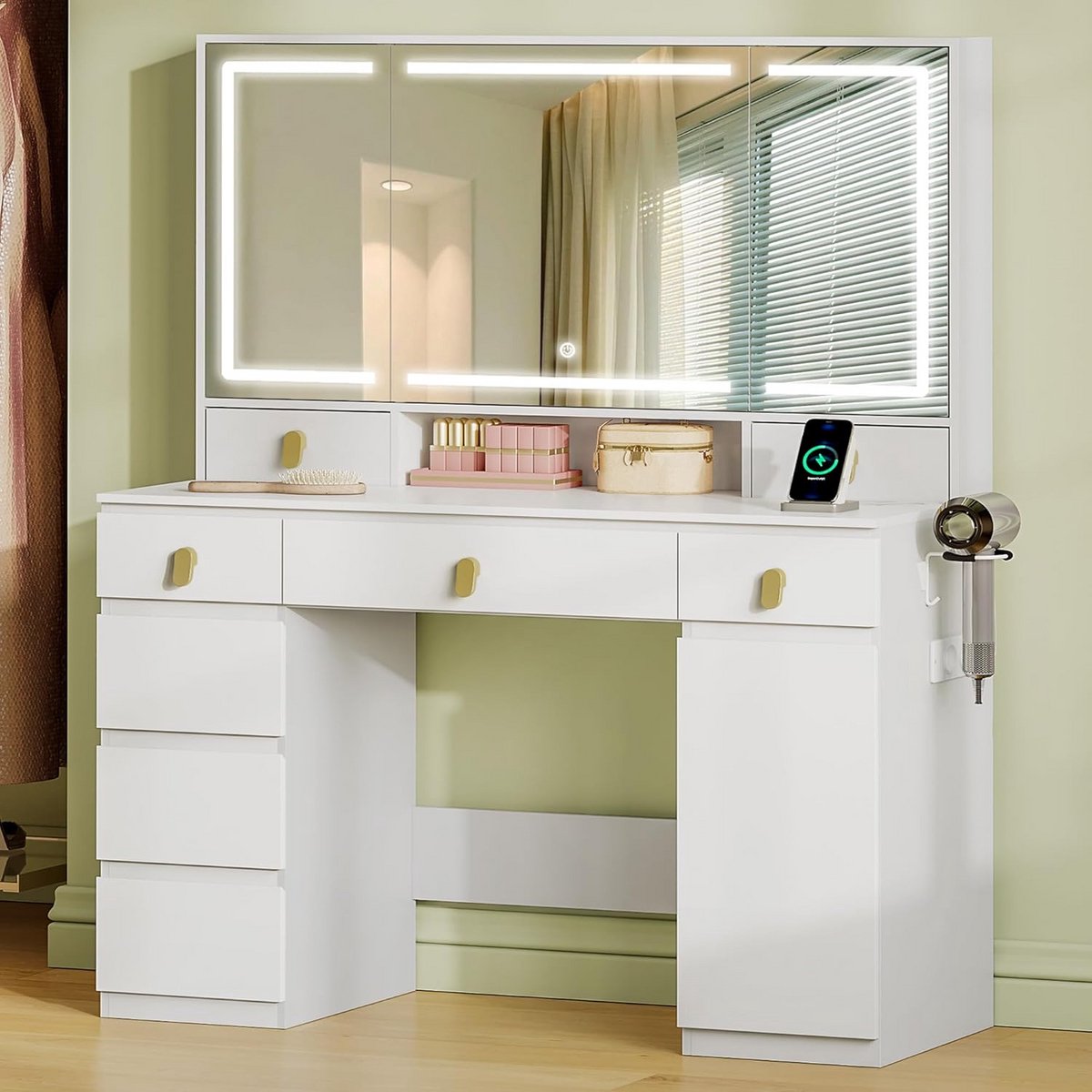 Kaptafel met Spiegel en Verlichting - Make up Tafel - Cosmeticatafel - Make-uptafel