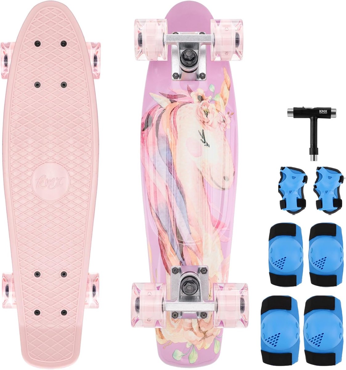 Klassiek Skateboard voor Kinderen en Volwassenen Compact Cruiser Board Roze
