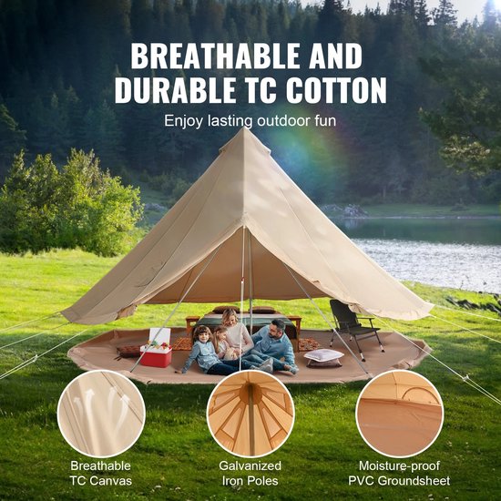 Solayne Tent - Kamperen - Travel - Kampeertent - Canvas - 4 Seizoenen - Outdoor - Kachel mogelijk - 3x5 m - 8 personen - Beige van Merkloos — afbeelding 5