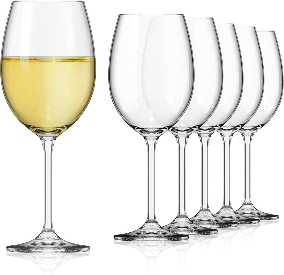 Set van 6 Witte Wijnglazen 450 ml - Vaatwasmachinebestendig en Duurzaam