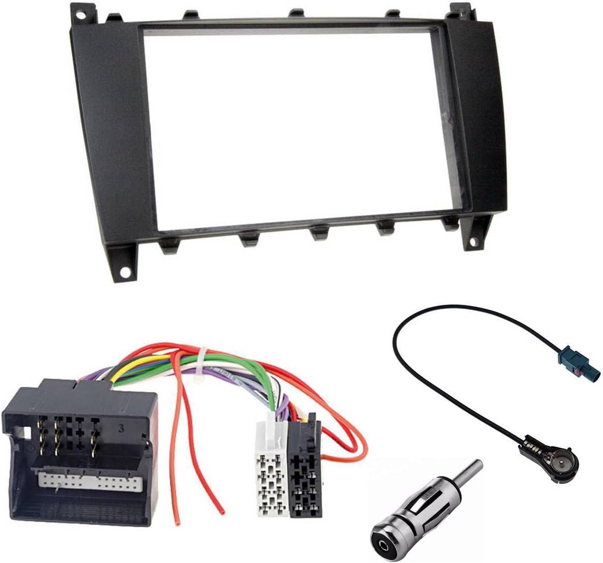 Dubbel DIN Inbouwframe Radioadapter Set voor Mercedes C-Klasse W203 S203 CLC