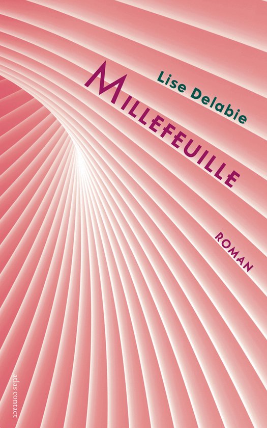 Couverture de livre avec le titre 'Millefeuille' par Lise Delabie, avec un motif abstrait rose.