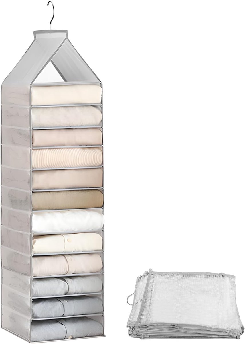 Opvouwbare Hangende Kleding Organizer met 12 Vakken - Ruimtebesparende Kastopberger