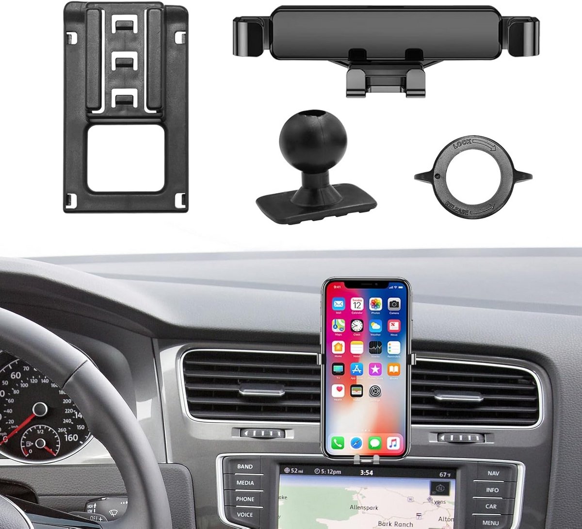 Telefoonhouder voor ventilatierooster Geschikt voor Volkswagen Golf 7 (2014-2020)