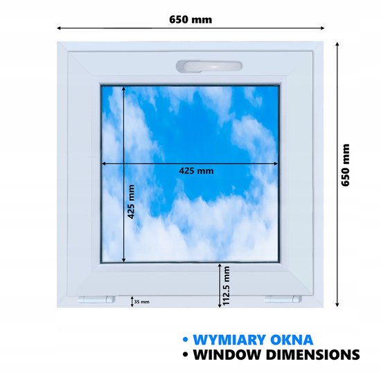 Fenêtre PVC Blanc STANDARD Oscillo-battant 65x65 650x650 2x verre oscillo-battant