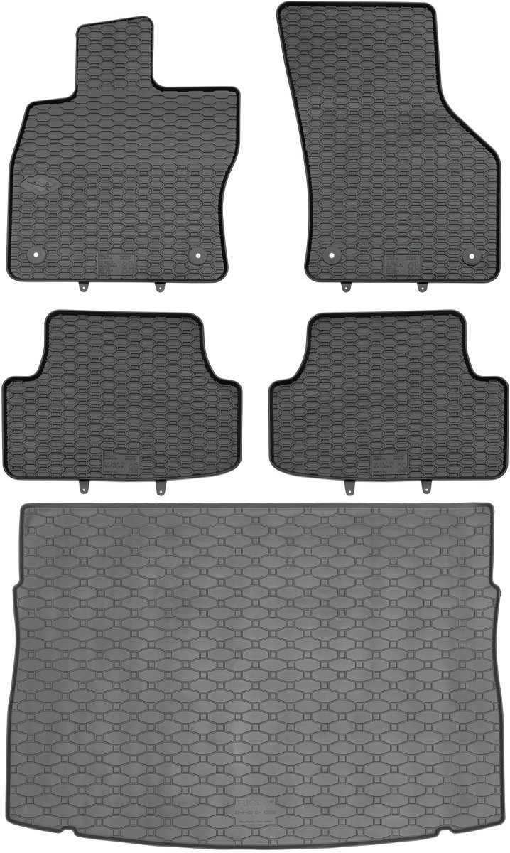 Max-Dywanik Rigum + Geyer Serie - Kofferbakmat en Automattenset - Perfecte Pasvorm - Bescherming - Zwart
