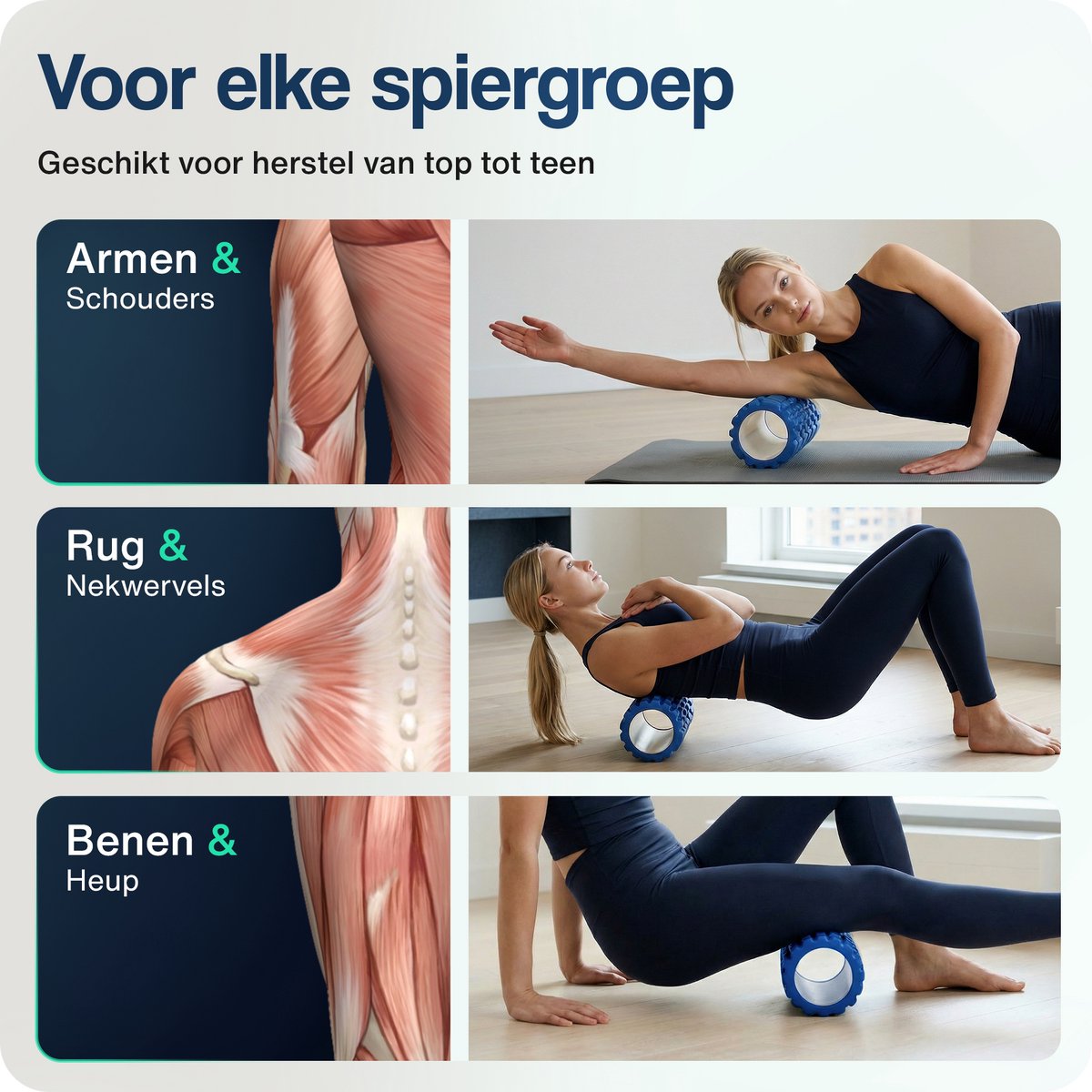 Hulser Foam Roller 33 cm – Massage roller – Fitness en Yoga foamroller – Blauw – Met digitale startgids - Voor triggerpoint massage - Grid Trigger thumbnail 4
