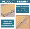 Productdetails: een geel kussen met antislip onderkant, rits en banden. Afneembaar en duurzaam.