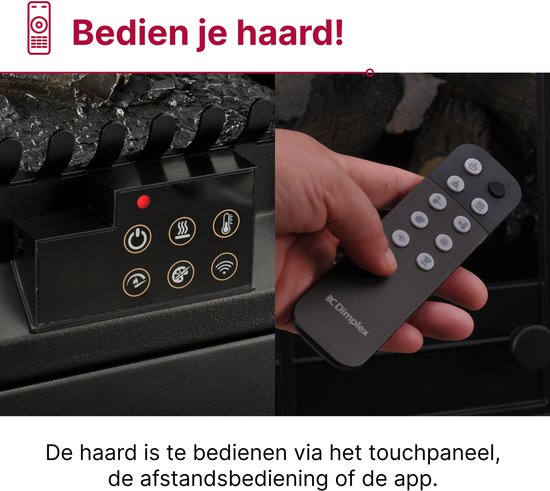 Cheminée électrique Dimplex Emberley - Effet de flamme 3D avec chauffage et foyer - Cheminée LED avec effet de flamme Optiflame - Réchauffeur d'air 2 kW - Comprend une télécommande et un contrôle par application