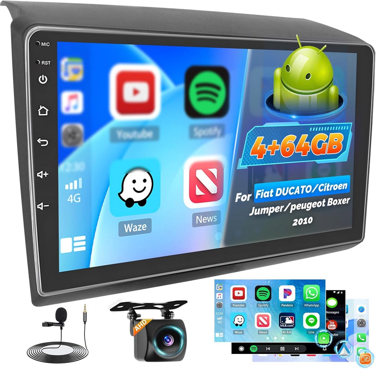 Android Auto Radio 9 Inch Touchscreen voor Fiat Ducato Citroen Jumper Peugeot Boxer